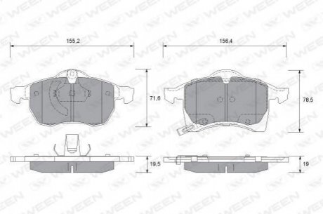 Купить Колодка тормозная передняя (4 шт.) -Toyota Tsusho Corp Opel Astra, Zafira WEEN 151-1309 (фото1) подбор по VIN коду, цена 1006 грн.