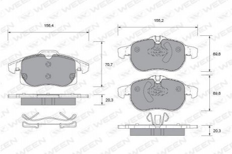 Купить Колодка тормозная передняя (4 шт.) -Toyota Tsusho Corp SAAB 9-3 WEEN 151-1316 (фото1) подбор по VIN коду, цена 1110 грн.