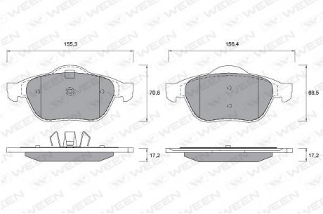 Купить Колодка тормозная передняя (4 шт.) -Toyota Tsusho Corp Renault Laguna WEEN 151-1336 (фото1) подбор по VIN коду, цена 1201 грн.