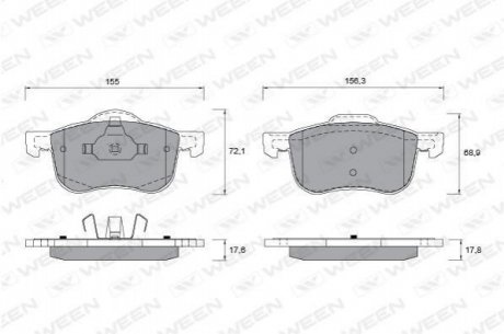 Купить Колодка тормозная передняя (4 шт.) -Toyota Tsusho Corp Volvo V70, S80, XC70, S60 WEEN 151-1348 (фото1) подбор по VIN коду, цена 1169 грн.