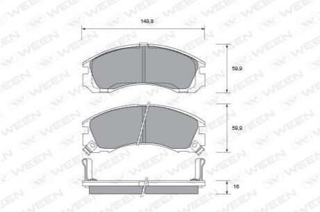 Купить Колодка тормозная передняя (4 шт.) -Toyota Tsusho Corp Mitsubishi Outlander, Galant, Pajero, L200, Lancer WEEN 151-1357 (фото1) подбор по VIN коду, цена 872 грн.