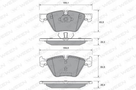 Купити Колодка гальмівна передня (4 шт.).) -Toyota Tsusho Corp BMW E60, E61, E90, E91, E92, E93, X1, F10, F11 WEEN 151-1948 (фото1) підбір по VIN коду, ціна 1110 грн.