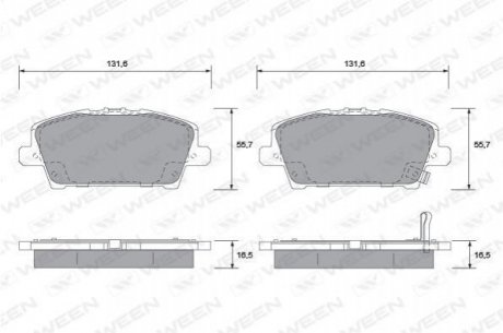 Купить Колодка тормозная передняя (4 шт.) -Toyota Tsusho Corp Honda Civic WEEN 151-2128 (фото1) подбор по VIN коду, цена 787 грн.