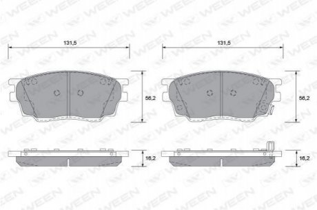 Купить Колодка тормозная передняя (4 шт.) -Toyota Tsusho Corp Mazda 6 WEEN 151-2278 (фото1) подбор по VIN коду, цена 850 грн.