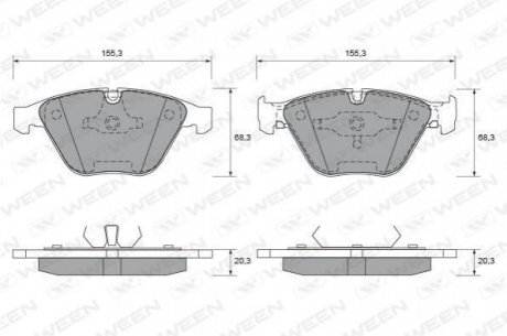 Купить Колодка тормозная передняя (4 шт.) -Toyota Tsusho Corp BMW E65, E66, E60, E61, E63, E64, E90, E91, E92, E93, X1 WEEN 151-2317 (фото1) подбор по VIN коду, цена 1191 грн.