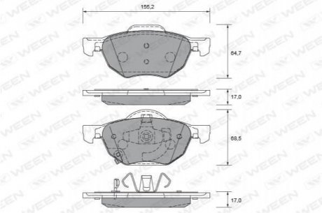 Купить Колодка тормозная передняя (4 шт.) -Toyota Tsusho Corp Honda Accord WEEN 151-2318 (фото1) подбор по VIN коду, цена 872 грн.