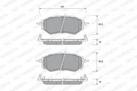 Купить Колодка тормозная передняя (4 шт.) -Toyota Tsusho Corp Subaru Outback, Legacy, Tribeca WEEN 151-2335 (фото1) подбор по VIN коду, цена 1106 грн.