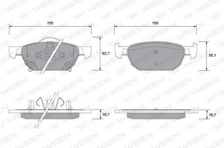 Купити Колодка гальмівна передня (4 шт.).) -Toyota Tsusho Corp Honda Accord WEEN 151-2570 (фото1) підбір по VIN коду, ціна 1207 грн.