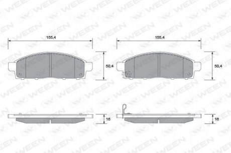 Купити Колодка гальмівна передня (4 шт.).) -Toyota Tsusho Corp Mitsubishi L200 WEEN 151-2592 (фото1) підбір по VIN коду, ціна 1152 грн.