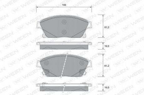 Купить Колодка тормозная передняя (4 шт.) -Toyota Tsusho Corp Opel Astra, Chevrolet Cruze, Opel Zafira WEEN 151-2730 (фото1) подбор по VIN коду, цена 1176 грн.