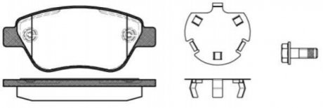Гальмівні колодки пер. 500/PANDA/DOBLO/CORSA 1.0-1.9 04- (Bosch) (123.8x53.6) з датчиком Fiat Panda, 500 WOKING p9583.30