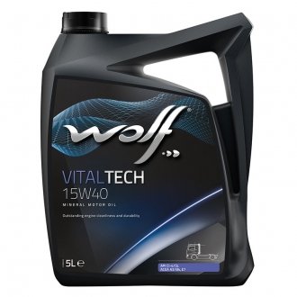 Купить Масло моторное Vitaltech 15W40 (5 л) Wolf 8301117 (фото1) подбор по VIN коду, цена 1026 грн.