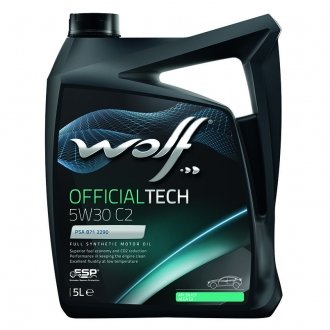 Купити Моторне масло Officialtech C2 5W-30 (5 л) Wolf 8309113 (фото1) підбір по VIN коду, ціна 1557 грн.