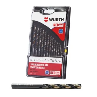 Набор сверл по металлу HSS, RED LINE, DIN338, 1,5-6,5mm, 13пр. Wurth 0624701