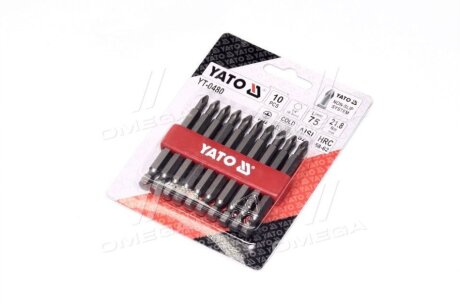Насадки викруткові: "Philips" PН2 x 75 мм. HEX 1/4". 10 шт [25/200], паків YATO yt-0480