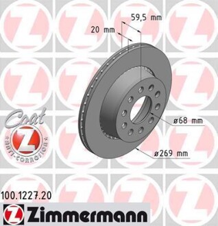 Диск гальмівний Coat Z Audi 100, A6 ZIMMERMANN 100122720