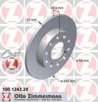 Диск тормозной Audi A4, Volkswagen Passat ZIMMERMANN 100.1243.20