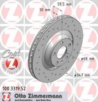 Диск тормозной Audi Allroad, A6, A4 ZIMMERMANN 100.3319.52