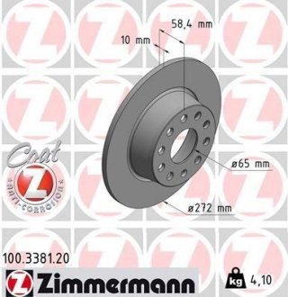 Купити Диск гальмівний Coat Z Volkswagen T-Roc ZIMMERMANN 100338120 (фото1) підбір по VIN коду, ціна 2283 грн.