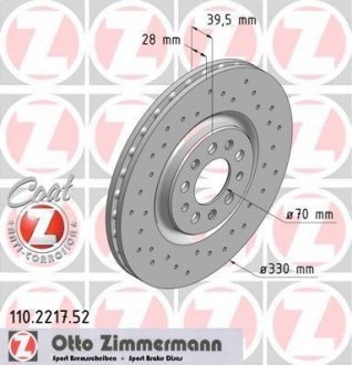 Диск тормозной SPORT Z Alfa Romeo Giulietta, 159, Brera, Jeep Cherokee ZIMMERMANN 110221752