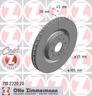 Диск тормозной Alfa Romeo Mito ZIMMERMANN 110.2220.20