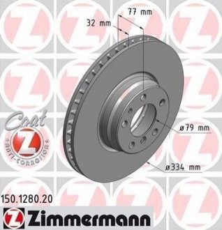 Купить Диск тормозной BMW E38 ZIMMERMANN 150.1280.20 (фото1) подбор по VIN коду, цена 3430 грн.