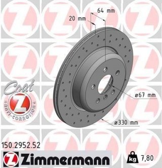 Диск тормозной SPORT Z левый BMW G30, X3, X5, G20, G21 ZIMMERMANN 150295252