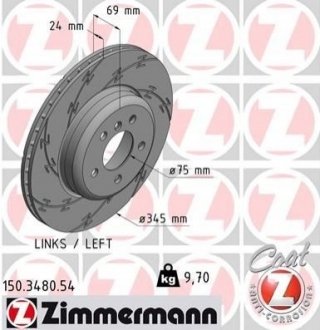 Диск гальмівний BMW F13, F10, F01, F04, F07, F11, F06 ZIMMERMANN 150.3480.54