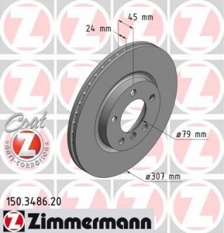 Купити Диск гальмівний Coat Z Mini Countryman ZIMMERMANN 150348620 (фото1) підбір по VIN коду, ціна 3280 грн.