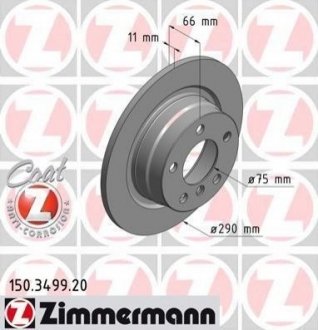 Купити Гальмівні диски задні BMW F20, F21, F22, F23 ZIMMERMANN 150349920 (фото1) підбір по VIN коду, ціна 2083 грн.