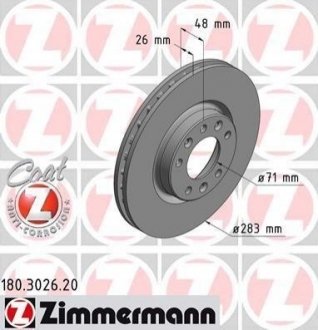 Тормозные диски Coat Z передние ZIMMERMANN 180302620