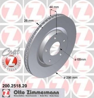 Диск тормозной Nissan Qashqai ZIMMERMANN 200.2518.20