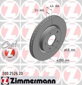 Купить Диск тормозной Nissan Juke ZIMMERMANN 200.2526.20 (фото1) подбор по VIN коду, цена 2180 грн.