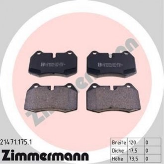 Колодки гальмівні (передні) BMW 7 (E38) 94-01/8 (E31) 90-99 (Brembo) BMW E31, E38 ZIMMERMANN 21471.175.1