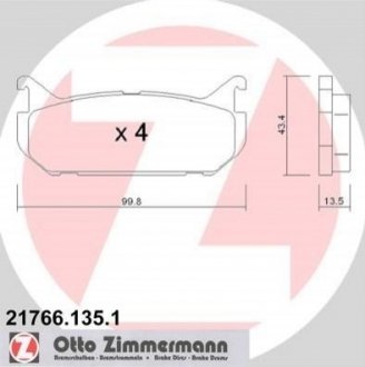 Тормозные колодки дисковые ZN Mazda 626 ZIMMERMANN 217661351