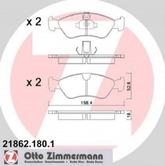 Тормозные колодки дисковые передние ZIMMERMANN 218621801