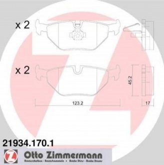 Купить Тормозные колодки дисковые задние SAAB 9-5, BMW E46 ZIMMERMANN 219341701 (фото1) подбор по VIN коду, цена 1174 грн.