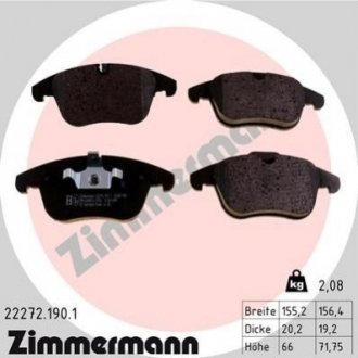 Купить Колодки тормозные дисковые Jaguar XE ZIMMERMANN 22272.190.1 (фото1) подбор по VIN коду, цена 2428 грн.