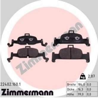 Колодки гальмівні (передні) Audi A4/A5/A6/A7/Q5 15- (Ate-Teves) Audi A4 ZIMMERMANN 22402.160.1