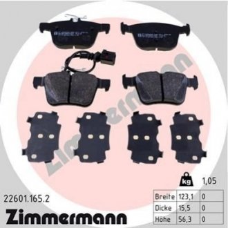 Купить Колодки тормозные дисковые Audi A3, TT ZIMMERMANN 22601.165.2 (фото1) подбор по VIN коду, цена 1835 грн.