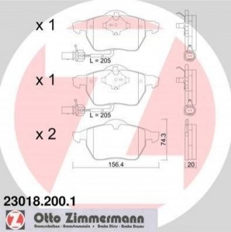 Купити Колодки гальмівні дискові Audi A4, A6, Volkswagen Passat, Skoda Superb ZIMMERMANN 23018.200.1 (фото1) підбір по VIN коду, ціна 1852 грн.