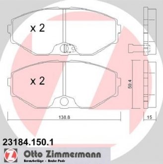 Купить Колодки тормозные дисковые, Комплект Nissan Maxima, Infiniti I, J, M, Q ZIMMERMANN 231841501 (фото1) подбор по VIN коду, цена 1529 грн.