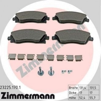 Купить Тормозные колодки дисковые передние Opel Meriva, Corsa, Combo ZIMMERMANN 232251701 (фото1) подбор по VIN коду, цена 1678 грн.