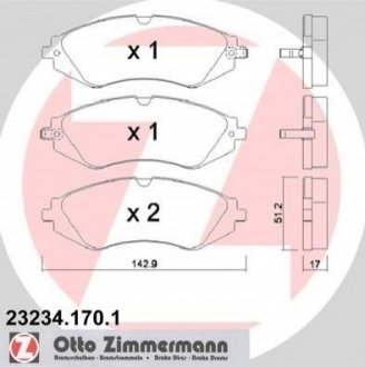 Колодки тормозные дисковые Daewoo Nubira, Leganza ZIMMERMANN 23234.170.1