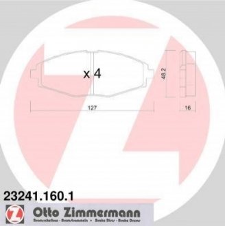 Купить Тормозные колодки дисковые передние Daewoo Lanos, Matiz ZIMMERMANN 232411601 (фото1) подбор по VIN коду, цена 1196 грн.