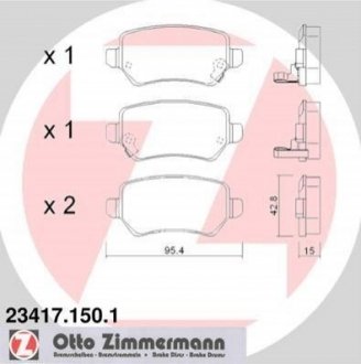 Колодки гальмівні (задні) Opel Astra G/Combo 01-/Kia Cee'd 15- (Lucas-Girling) ZIMMERMANN 234171501