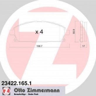 Гальмівні колодки дискові передні ZIMMERMANN 234221651