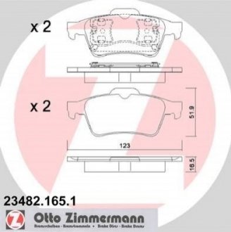 Купить Тормозные колодки дисковые задние Renault Laguna, Nissan Primera, Renault Espace, Megane ZIMMERMANN 234821651 (фото1) подбор по VIN коду, цена 1590 грн.