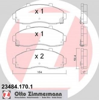 Купити Гальмівні колодки дискові р.в. до 12.99 ZIMMERMANN 234841701 (фото1) підбір по VIN коду, ціна 1230 грн.