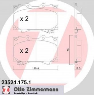 Купити Колодки гальмівні (передні) Toyota Land Cruiser 90-07- (Sumitomo) Lexus LX, Toyota Land Cruiser ZIMMERMANN 235241751 (фото1) підбір по VIN коду, ціна 1706 грн.